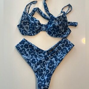 SKATIE SMALL BLUE FLORAL BIKINI Kate top Mandi bottom in nanuku